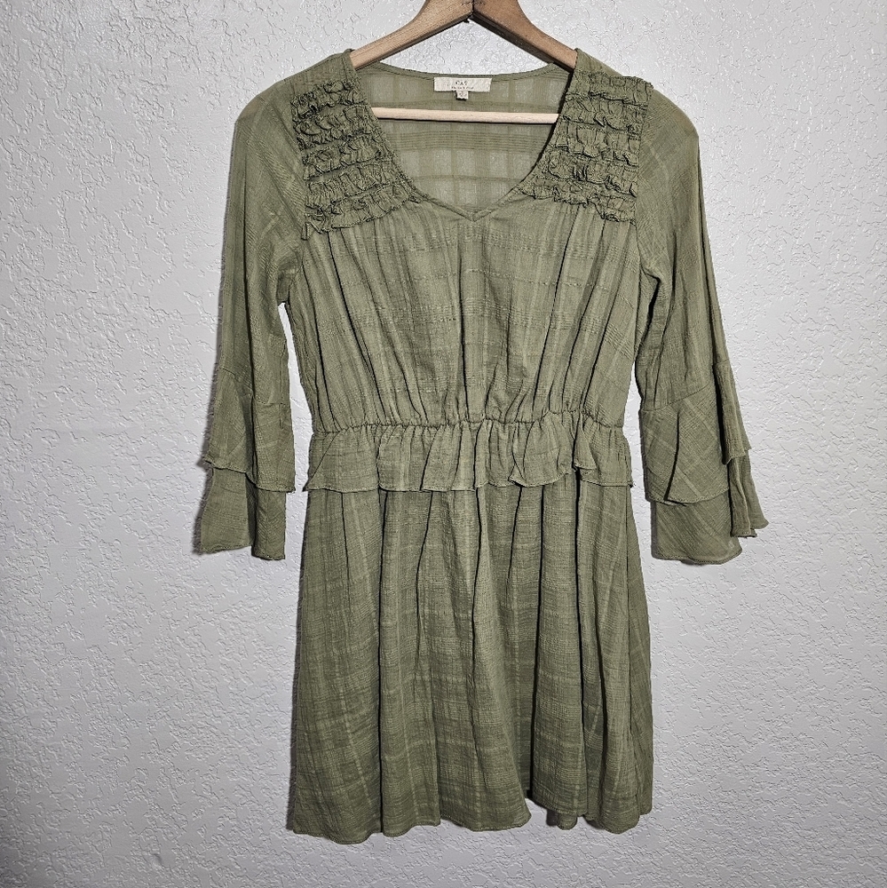 Anthro Chelsea & Violet Green Cotton Boho Dress